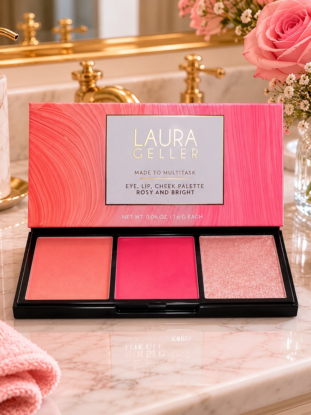 Laura Geller Pink Rosy & Bright Eye Lip Cheek Palette